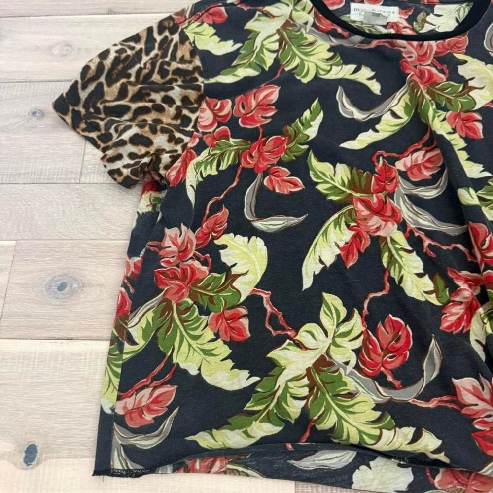 Ralph Lauren multicoloured floral top with leopard print sleeves. Size M - Picture 2 of 8